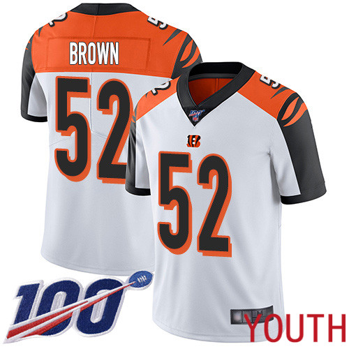 Cincinnati Bengals Limited White Youth Preston Brown Road Jersey NFL Footballl #52 100th Season Vapor Untouchable